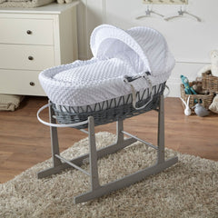 Wicker Moses Basket with Rocking Stand – Newborn Basket, Mattress Included