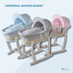 Wicker Moses Basket with Rocking Stand – Newborn Basket, Mattress Included