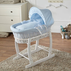 Wicker Moses Basket with Rocking Stand – Newborn Basket, Mattress Included