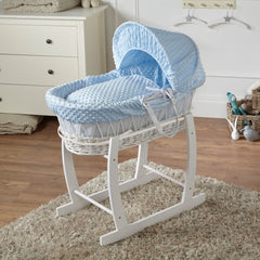 Wicker Moses Basket with Rocking Stand – Newborn Basket, Mattress Included