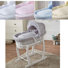 Wicker Moses Basket with Rocking Stand – Newborn Basket, Mattress Included