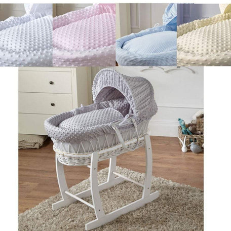 Wicker Moses Basket with Rocking Stand – Newborn Basket, Mattress Included