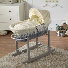 Wicker Moses Basket with Rocking Stand – Newborn Basket, Mattress Included