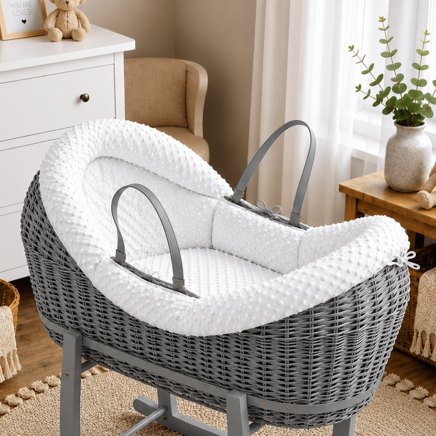 Wicker Deluxe Pod Moses Basket – Newborn Basket, No Stand