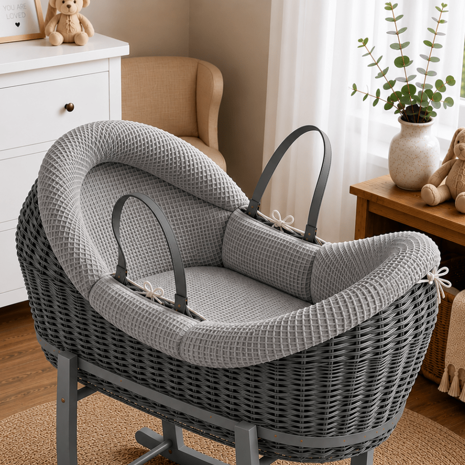 Wicker Deluxe Pod Moses Basket – Newborn Basket, No Stand