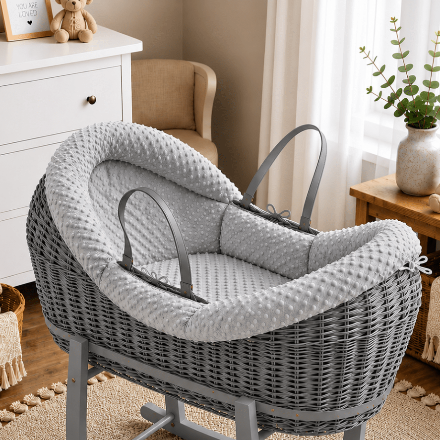 Wicker Deluxe Pod Moses Basket – Newborn Basket, No Stand