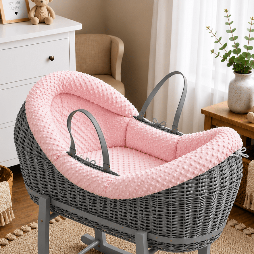 Wicker Deluxe Pod Moses Basket – Newborn Basket, No Stand