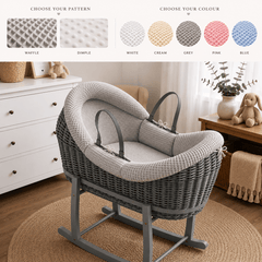 Wicker Deluxe Pod Moses Basket with Stand – Newborn Basket
