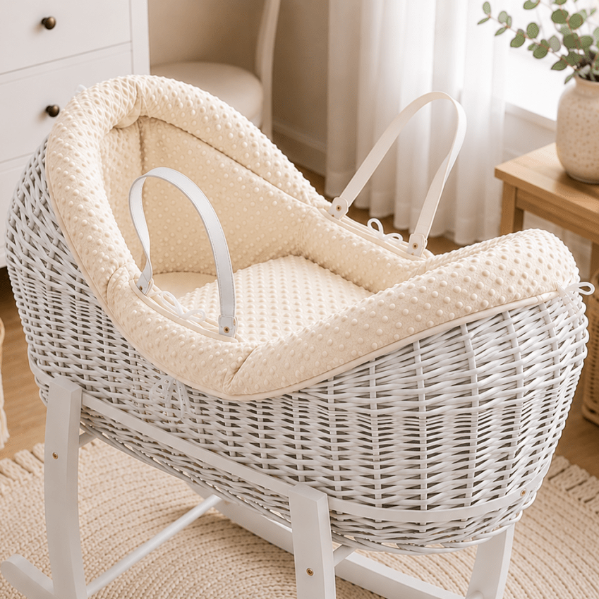 Wicker Deluxe Pod Moses Basket – Newborn Basket, No Stand
