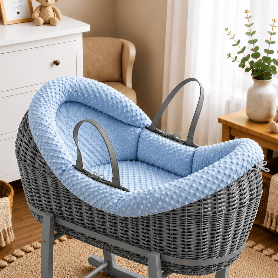Wicker Deluxe Pod Moses Basket – Newborn Basket, No Stand