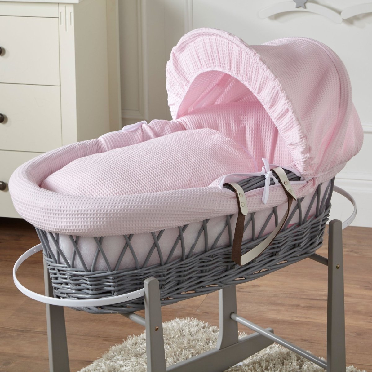 Wicker Moses Basket – Newborn Basket with Mattress, No Stand