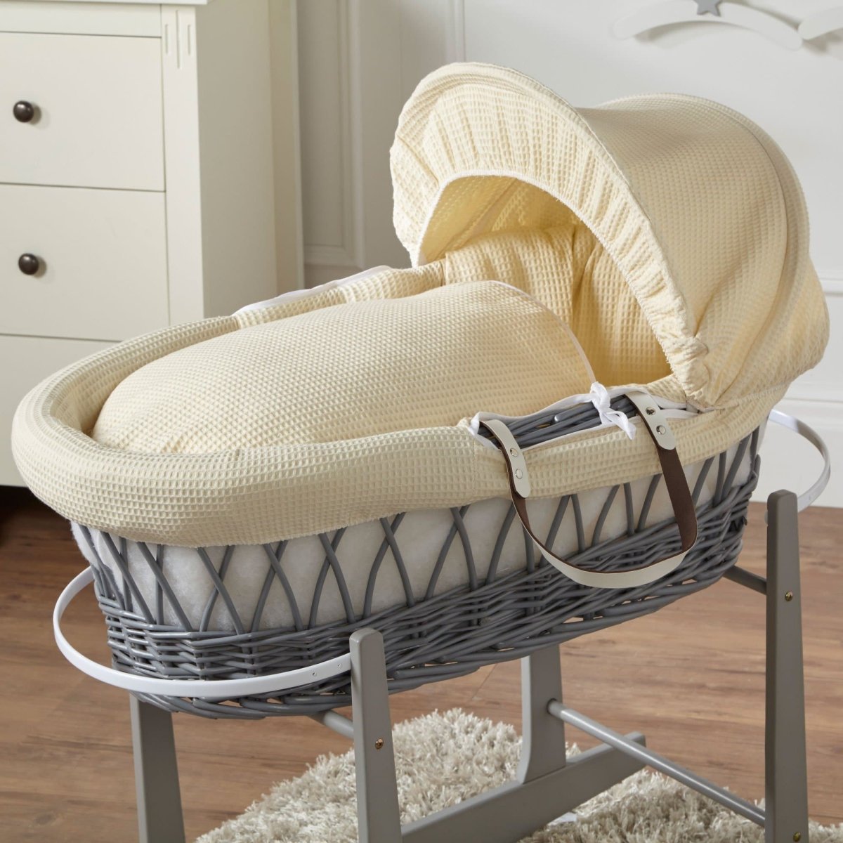 Wicker Moses Basket – Newborn Basket with Mattress, No Stand