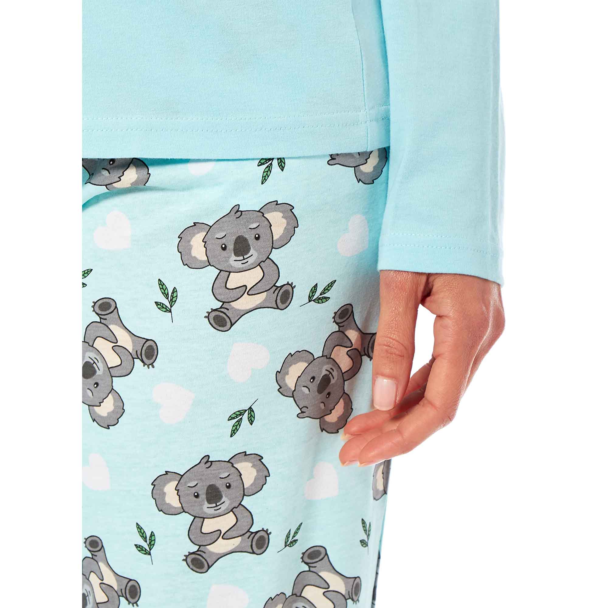 Women's Koala Bear Print Pyjama Set 100% Cotton Easy Care