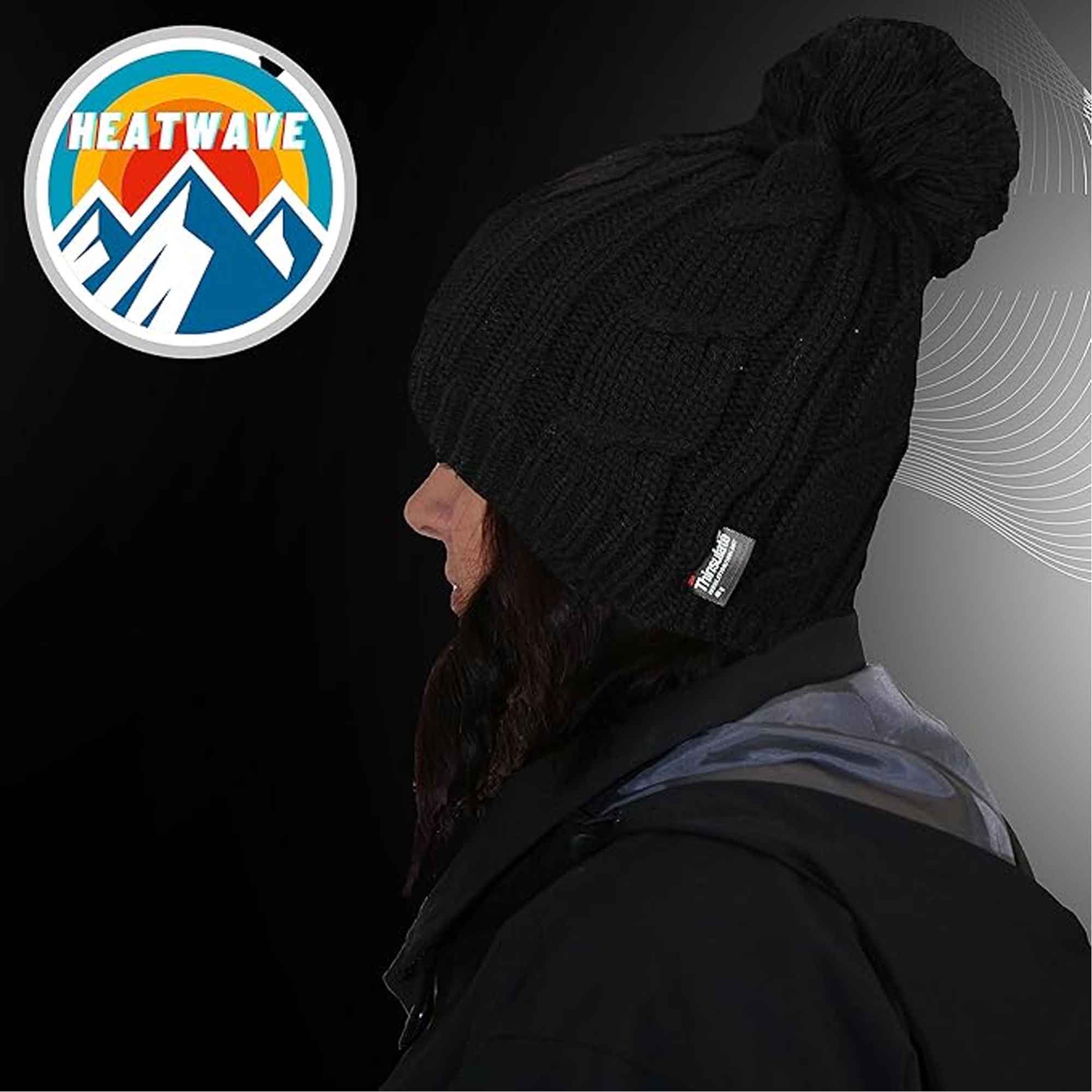 Women's Chunky Cable Knit Beanie Hat With 3M Thinsulate Insulation