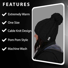 Women's Chunky Cable Knit Beanie Hat With 3M Thinsulate Insulation
