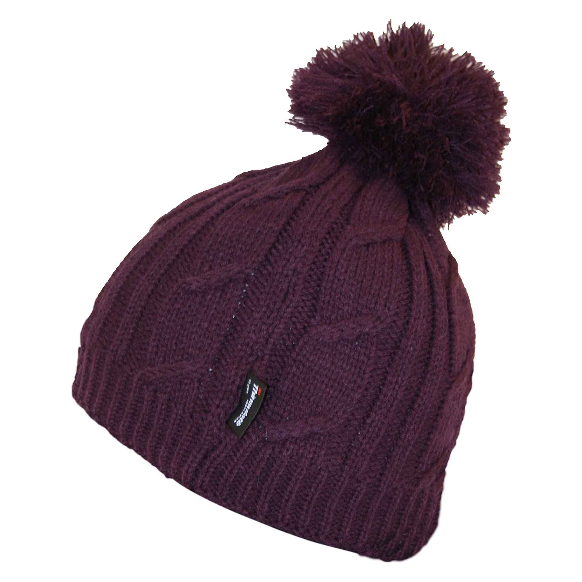Women's Chunky Cable Knit Beanie Hat With 3M Thinsulate Insulation