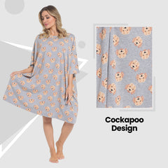 Cockapoo Baggy Nightdress 100% Cotton Short Sleeve Oversized Nightshirt