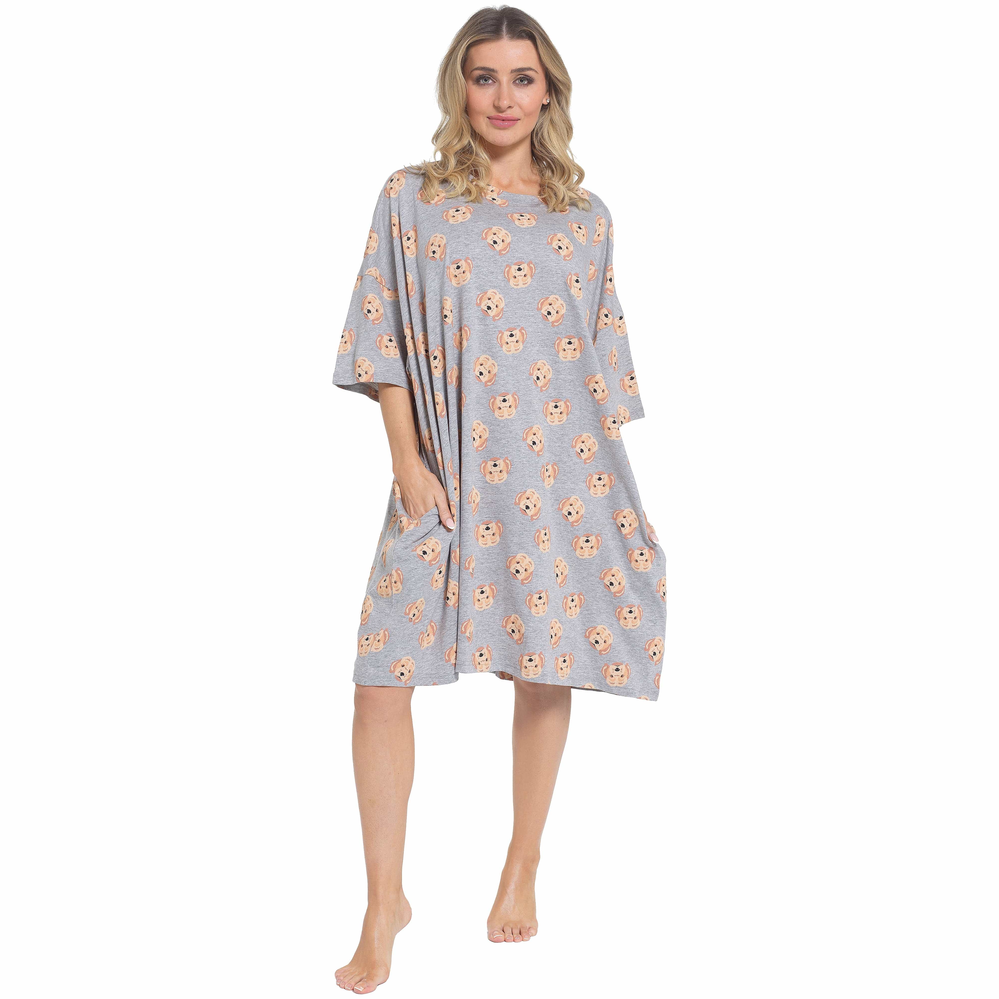 Cockapoo Baggy Nightdress 100% Cotton Short Sleeve Oversized Nightshirt