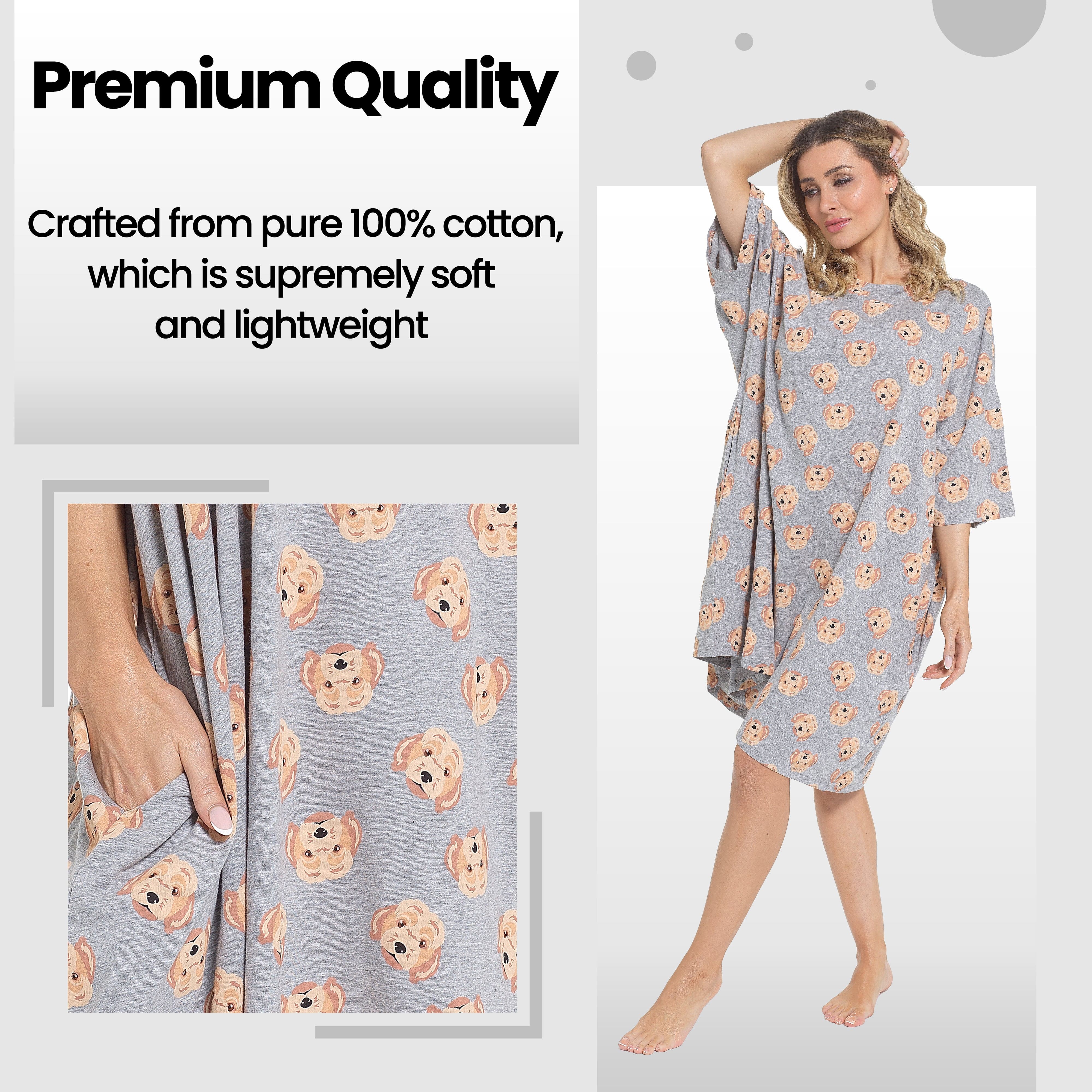 Cockapoo Baggy Nightdress 100% Cotton Short Sleeve Oversized Nightshirt
