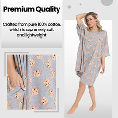 Cockapoo Baggy Nightdress 100% Cotton Short Sleeve Oversized Nightshirt