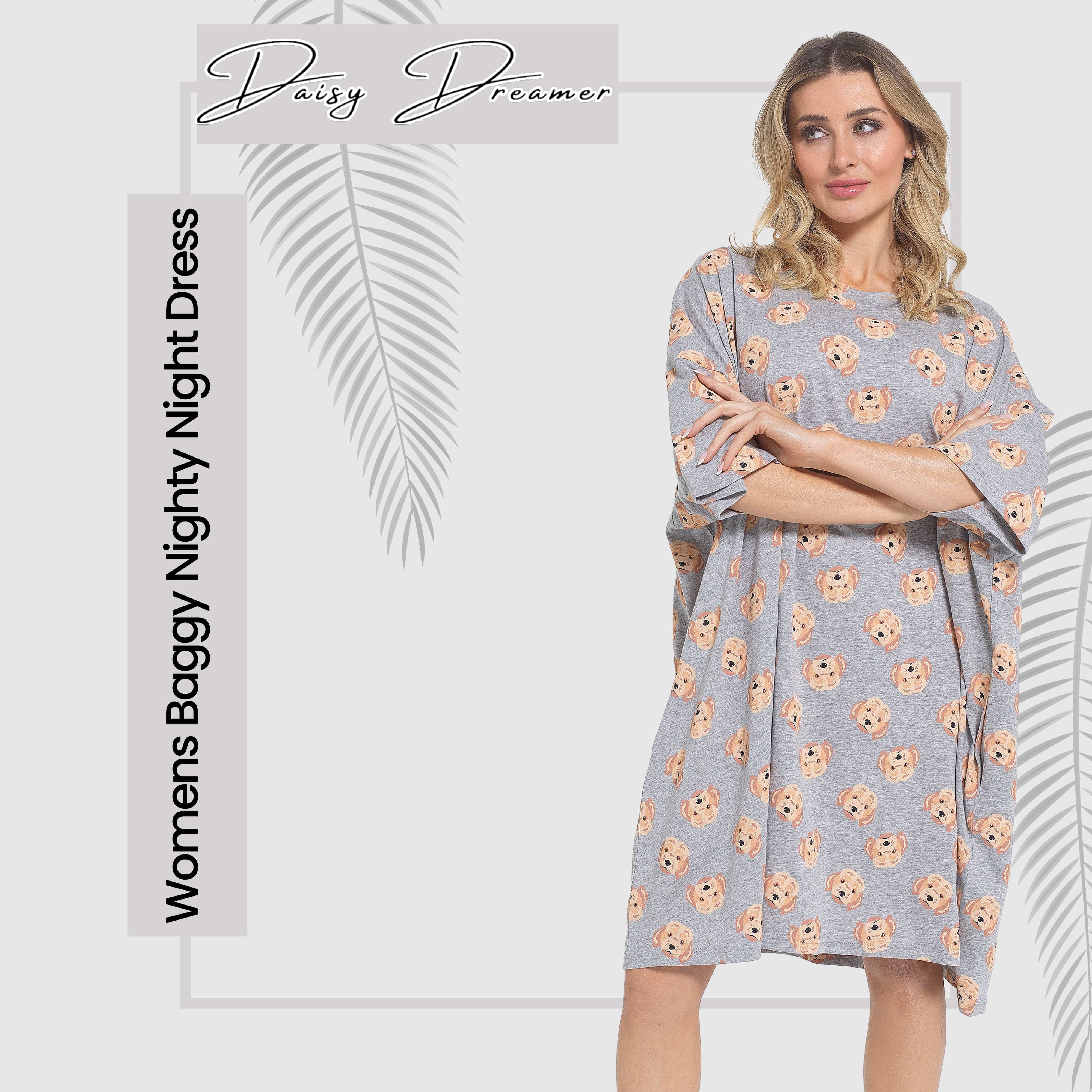 Cockapoo Baggy Nightdress 100% Cotton Short Sleeve Oversized Nightshirt