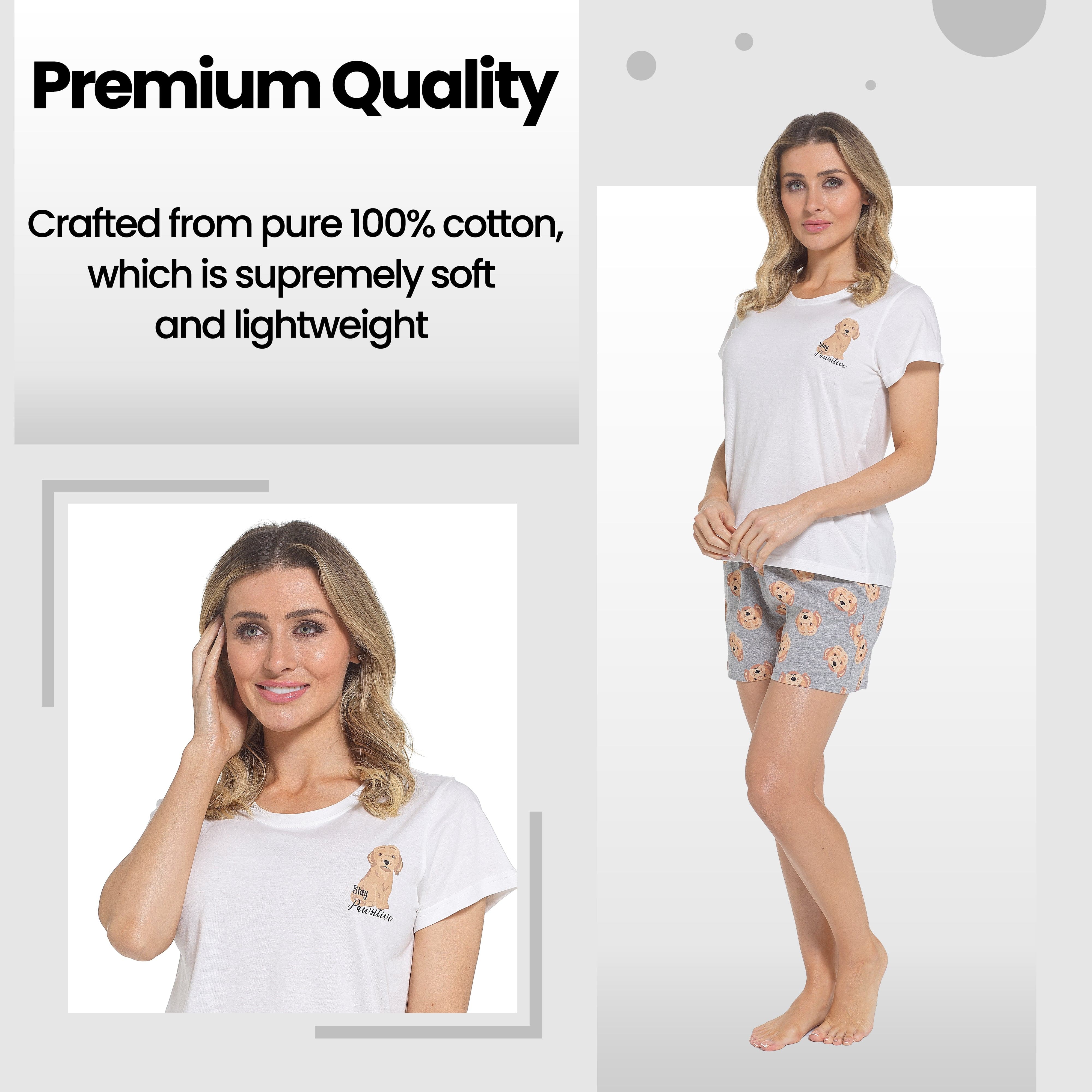 Women's Cockapoo Pyjama Set T Shirt And Shorts Soft Cotton Loungewear