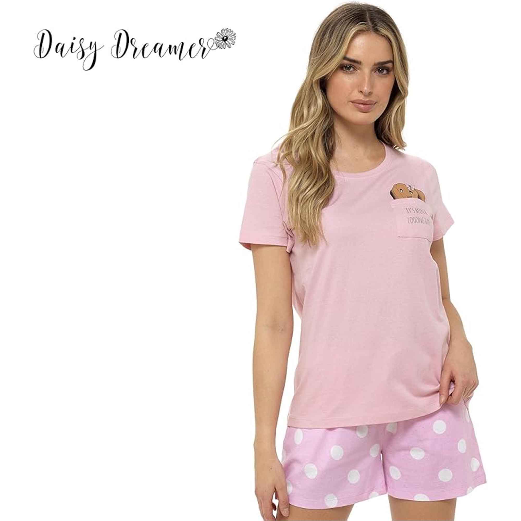 Women's Cotton Sausage Dog Print T Shirt And Shorts Pyjama Set For Summer