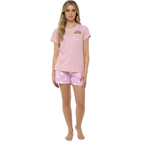 Women's Cotton Sausage Dog Print T Shirt And Shorts Pyjama Set For Summer