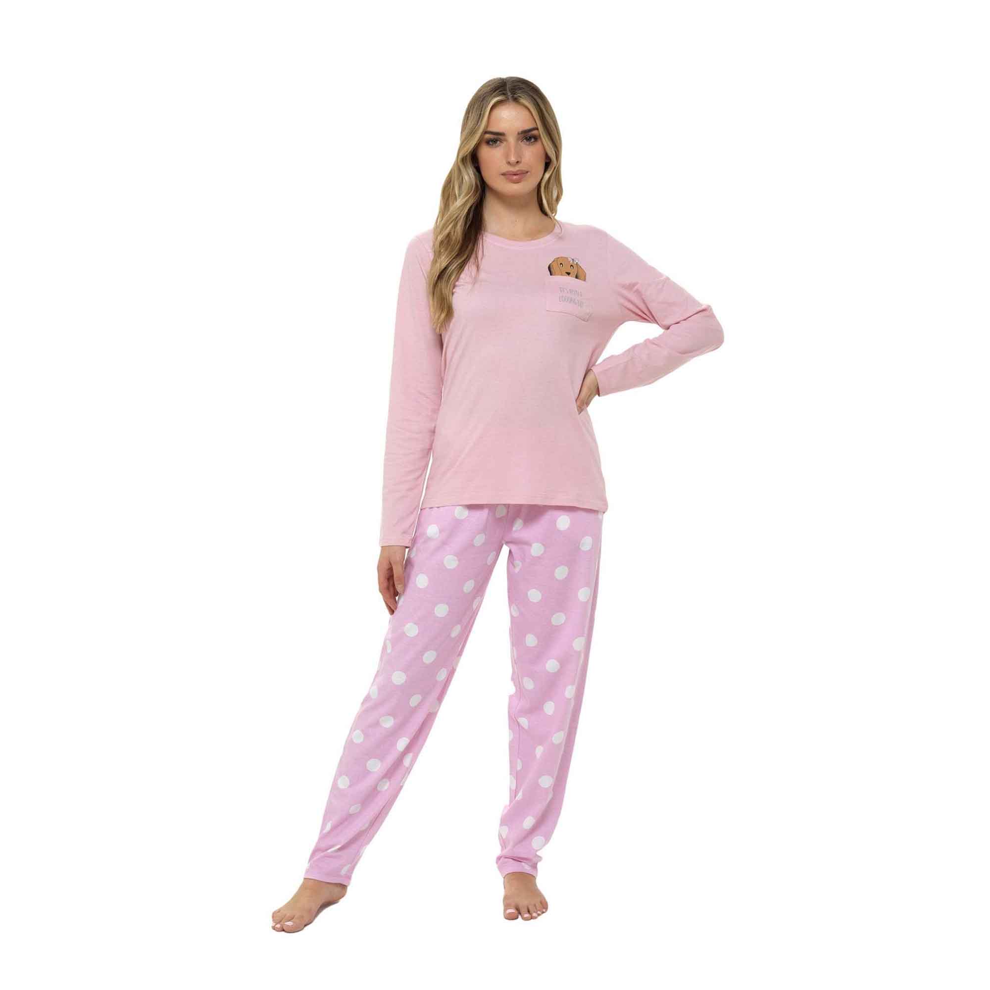 Women's Cotton Pyjama Set With Elasticated Patterned Bottoms