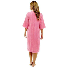 Women's Terry Towelling Bath Robe Zip Through 100% Cotton Ultra Absorbent
