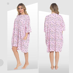Women's Giraffe Print Nighty Dress Baggy Oversized 100% Cotton Short Sleeved