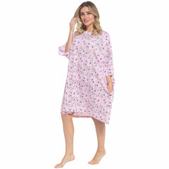 Women's Giraffe Print Nighty Dress Baggy Oversized 100% Cotton Short Sleeved