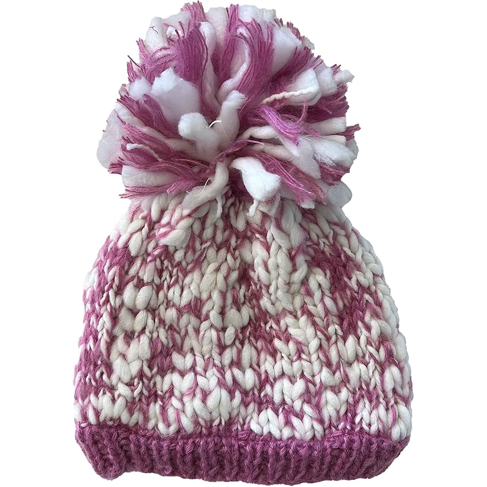 Women's Hand Knitted Daisy Pattern Winter Hat Headband Mittens Set In Red