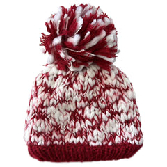 Women's Hand Knitted Daisy Pattern Winter Hat Headband Mittens Set In Red