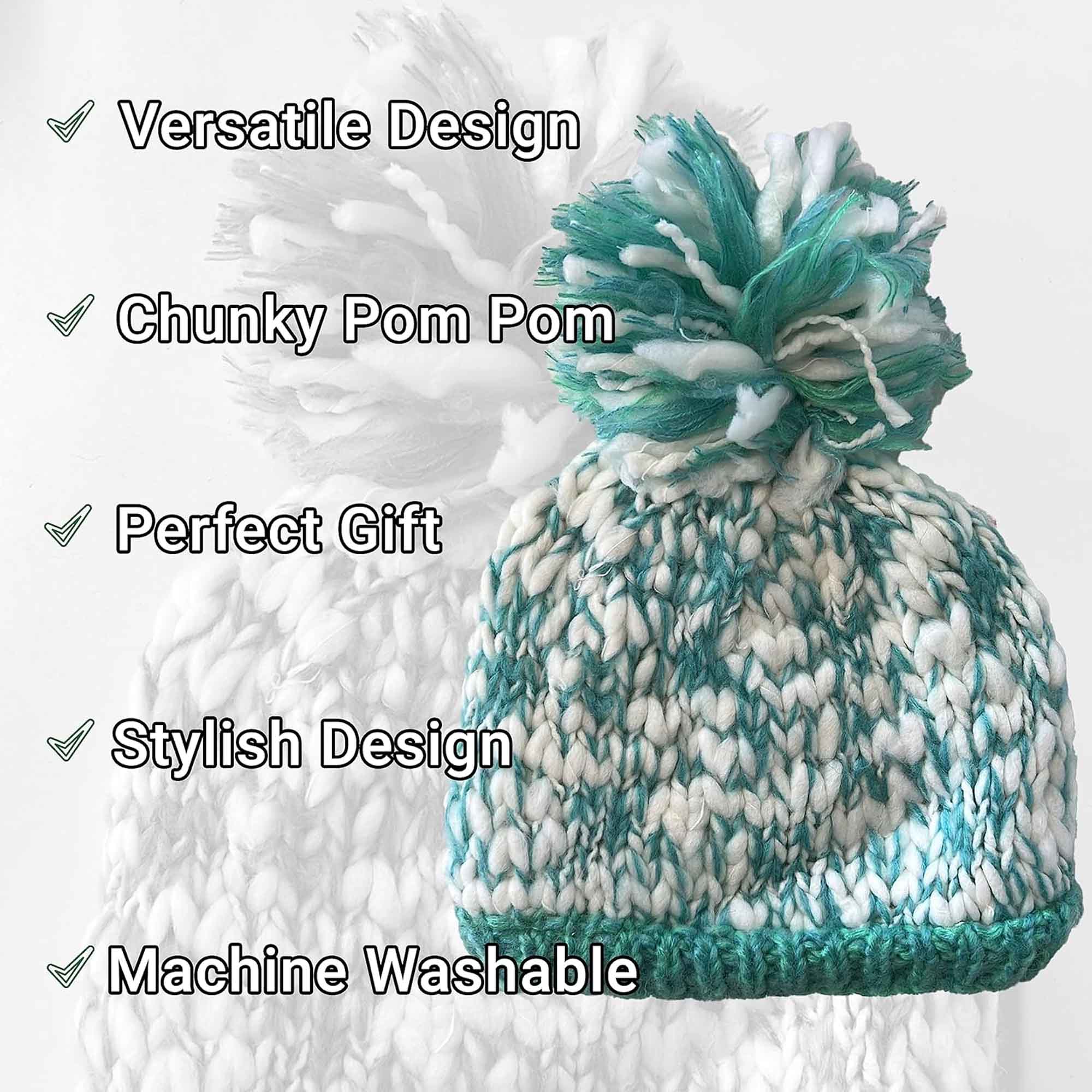 Women's Hand Knitted Daisy Pattern Winter Hat Headband Mittens Set In Red