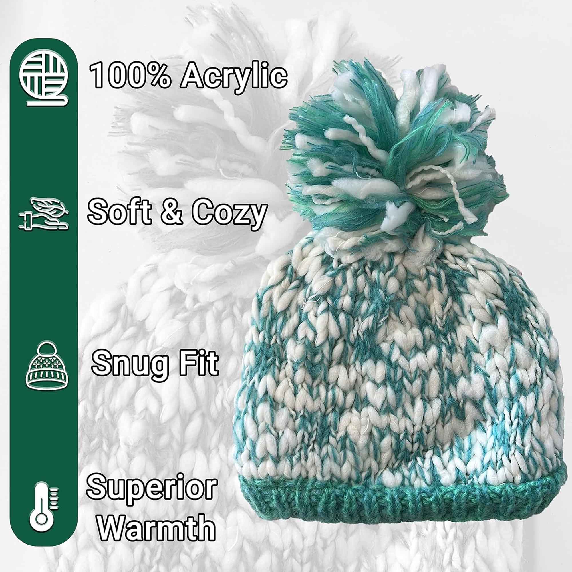 Women's Hand Knitted Daisy Pattern Winter Hat Headband Mittens Set In Red