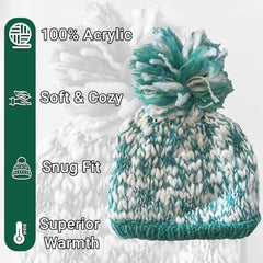 Women's Hand Knitted Daisy Pattern Winter Hat Headband Mittens Set In Red