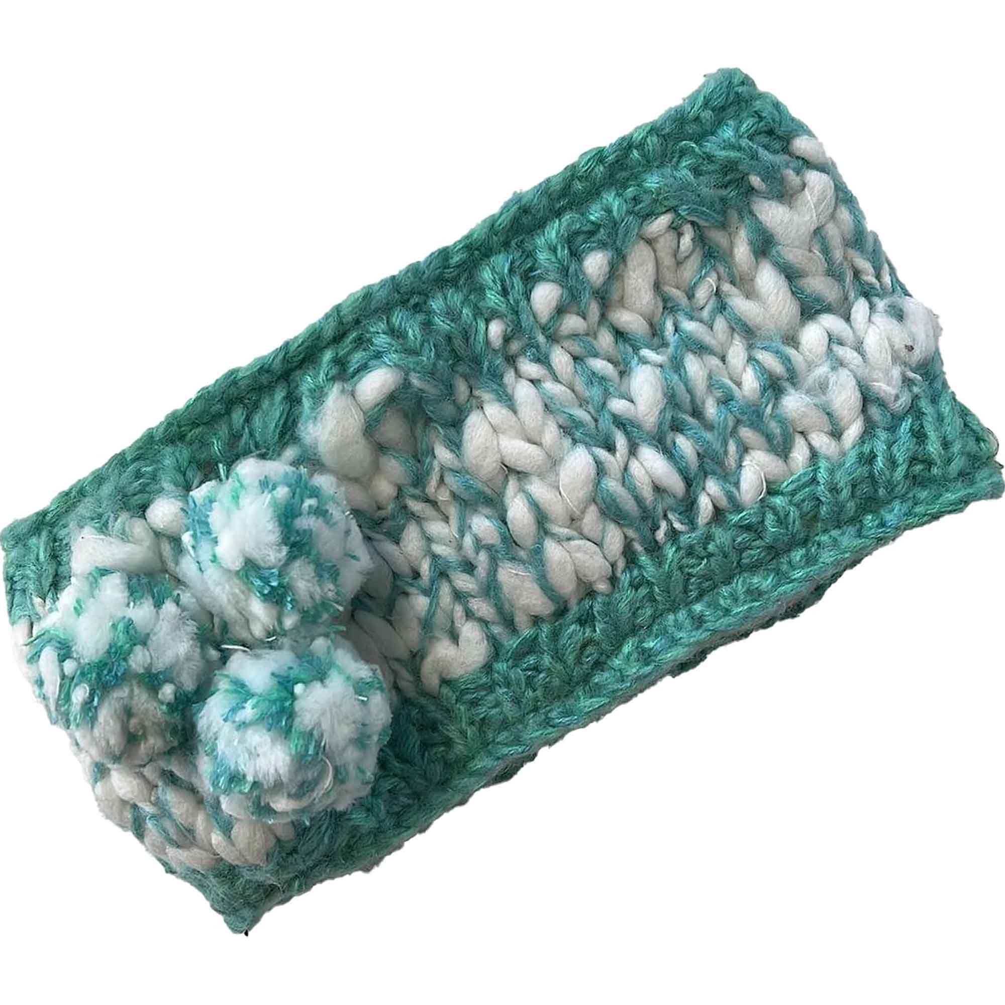 Women's Hand Knitted Daisy Pattern Winter Hat Headband Mittens Set In Red