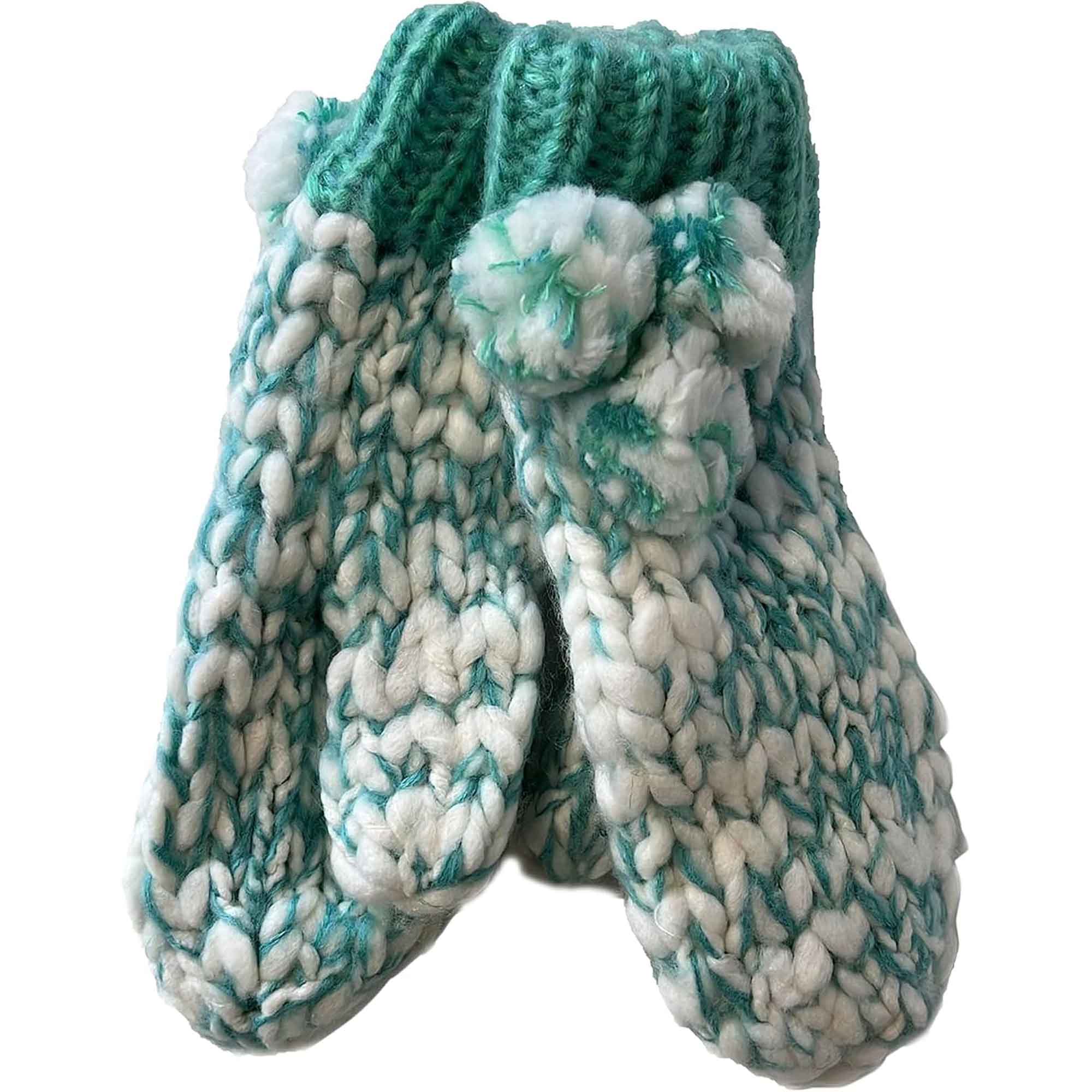 Women's Hand Knitted Daisy Pattern Winter Hat Headband Mittens Set In Red