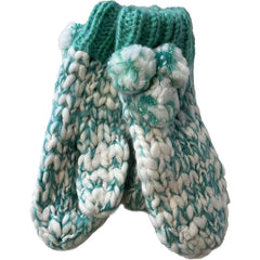Women's Hand Knitted Daisy Pattern Winter Hat Headband Mittens Set In Red