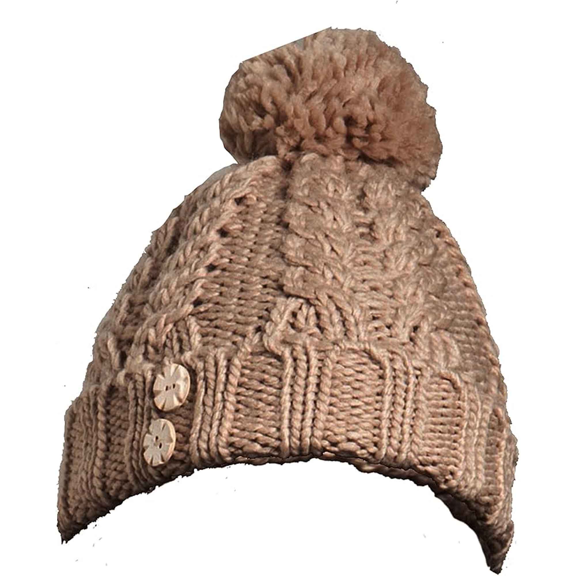 Women's Hand-Knitted Winter Hat Scarf And Hand Warmer Set With Inga Button