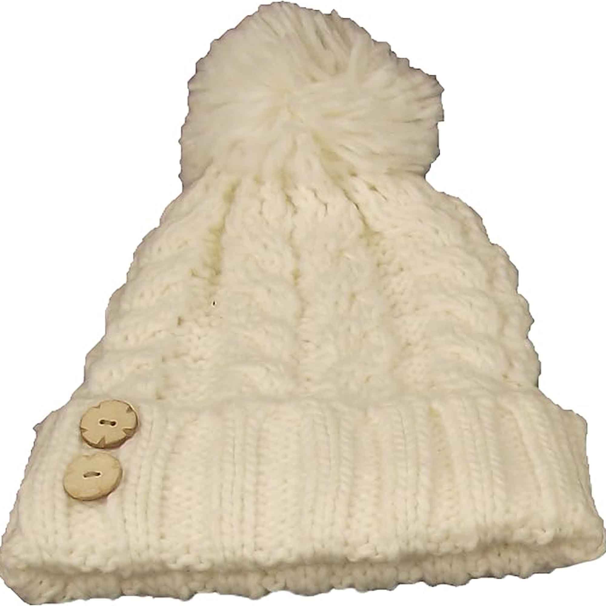 Women's Hand-Knitted Winter Hat Scarf And Hand Warmer Set With Inga Button