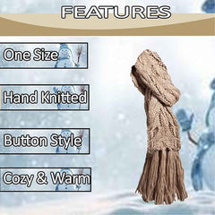 Women's Hand-Knitted Winter Hat Scarf And Hand Warmer Set With Inga Button