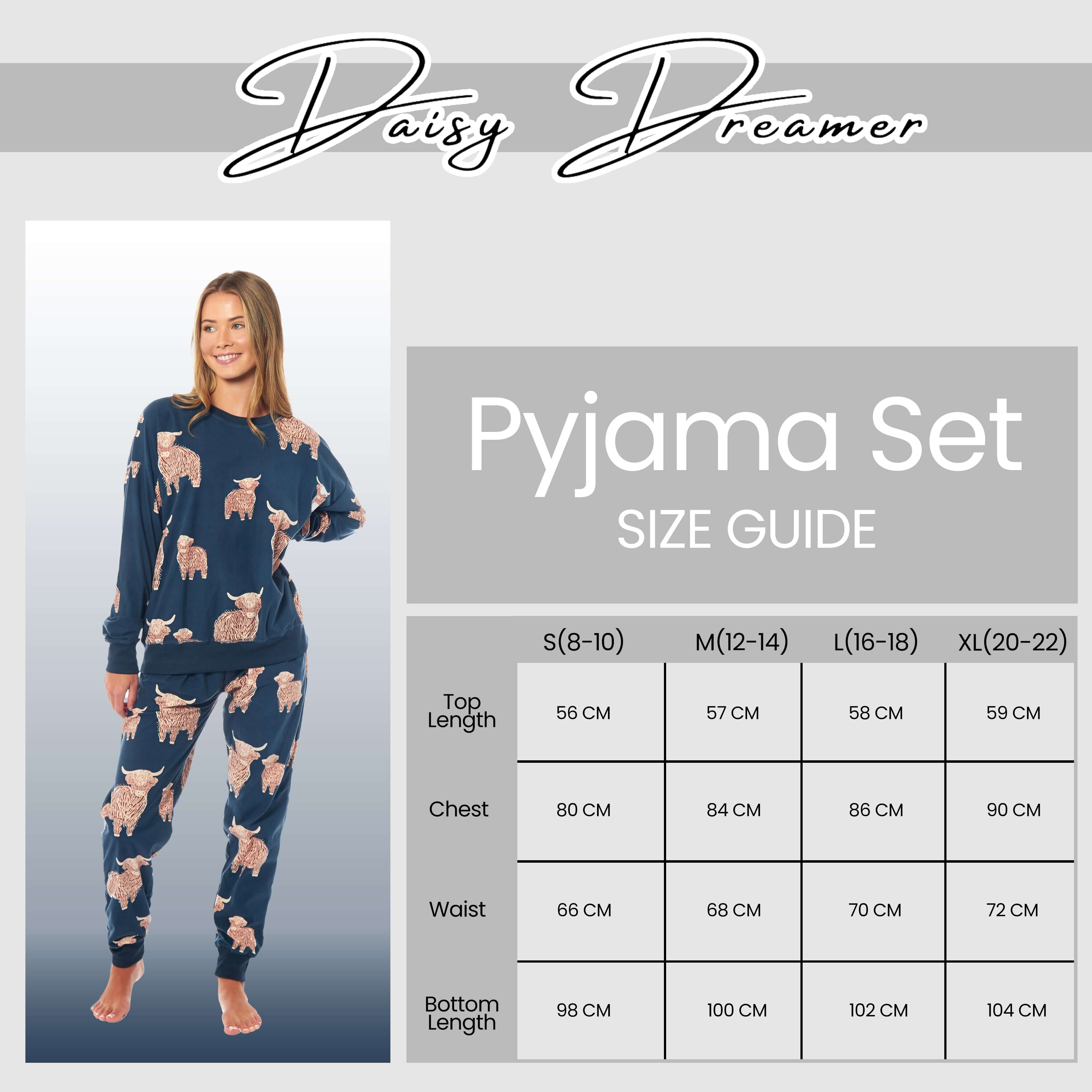 Women's Soft Fleece Pyjama Set With Long Sleeve Highland Cow Print Sleepwear