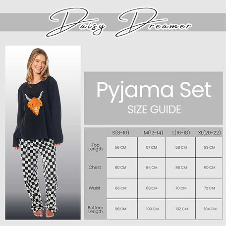 Women's Thermal Fleece Pyjama Set Animal Print Long Sleeve Cosy Winter