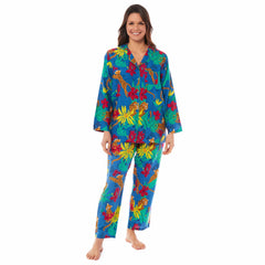 Pyjama Set Women's Leopard Print Long Button Up Soft Breathable Viscose