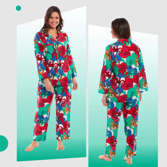 Pyjama Set Women's Leopard Print Long Button Up Soft Breathable Viscose