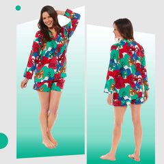 Women's Jaguar Jungle Leopard Short Pyjama Set Button Up Sleepwear
