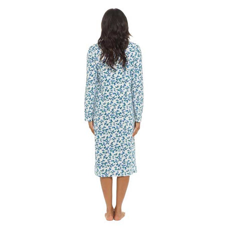 Women's Long Sleeve Fleece Nightdress Floral Print Cosy Winter