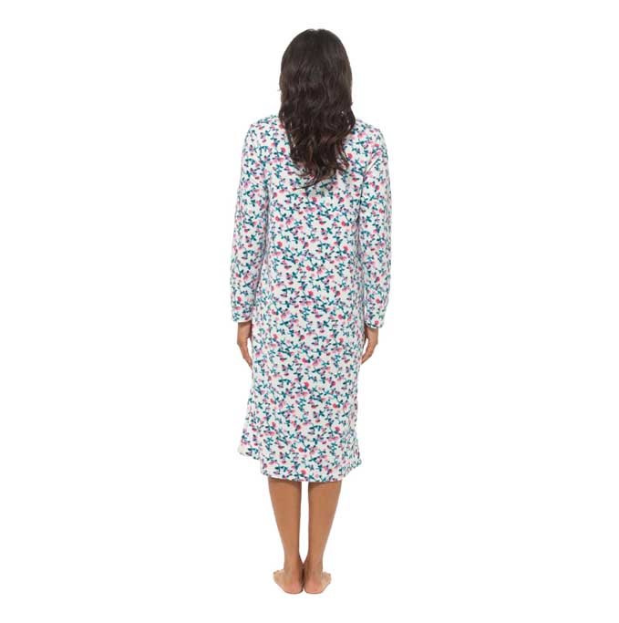 Women's Long Sleeve Fleece Nightdress Floral Print Cosy Winter